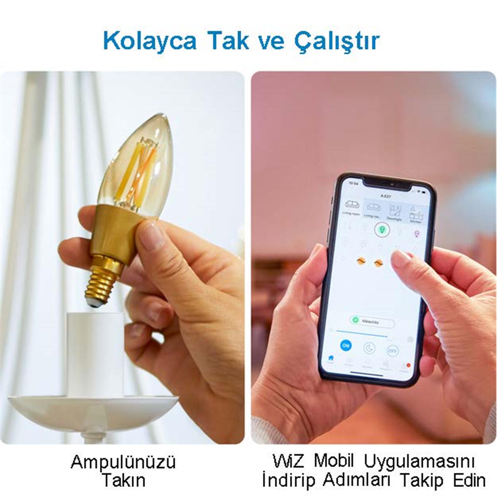 WIZ Wi-fi Filam. Amber Cam Beyaz 4,9-25w C35 E14 Akl. Ampul - 929003017701