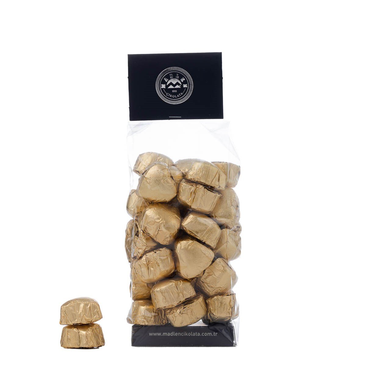 Altın Yaldızlı Fıstıklı Mini Kalp Çikolata