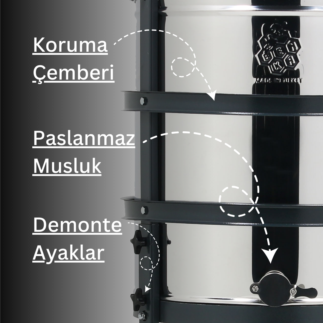4 Çerçeveli Bal Süzme Makinesi Dadant Manuel 304 Sepet