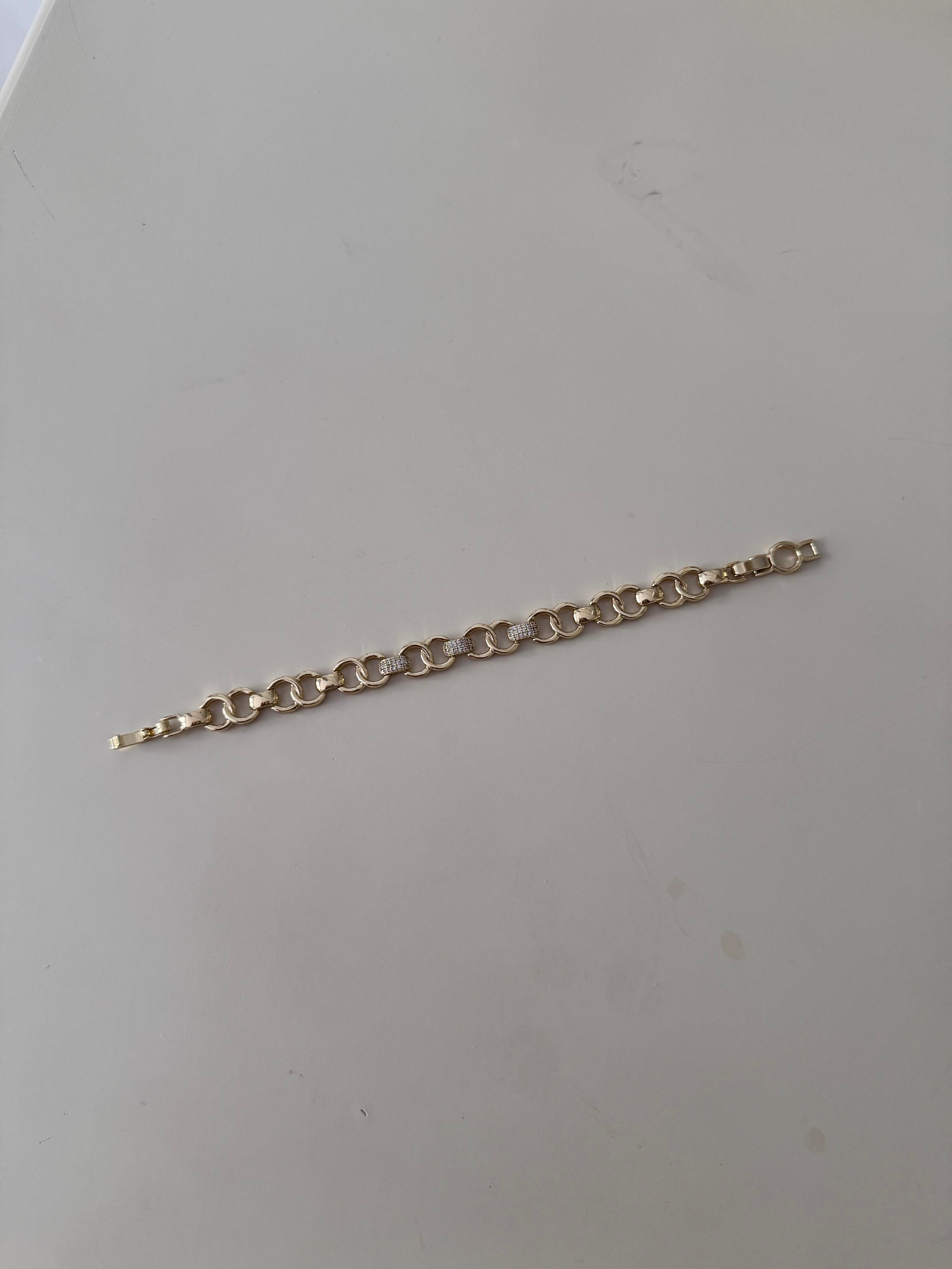 14k halka taşlı gold bileklik