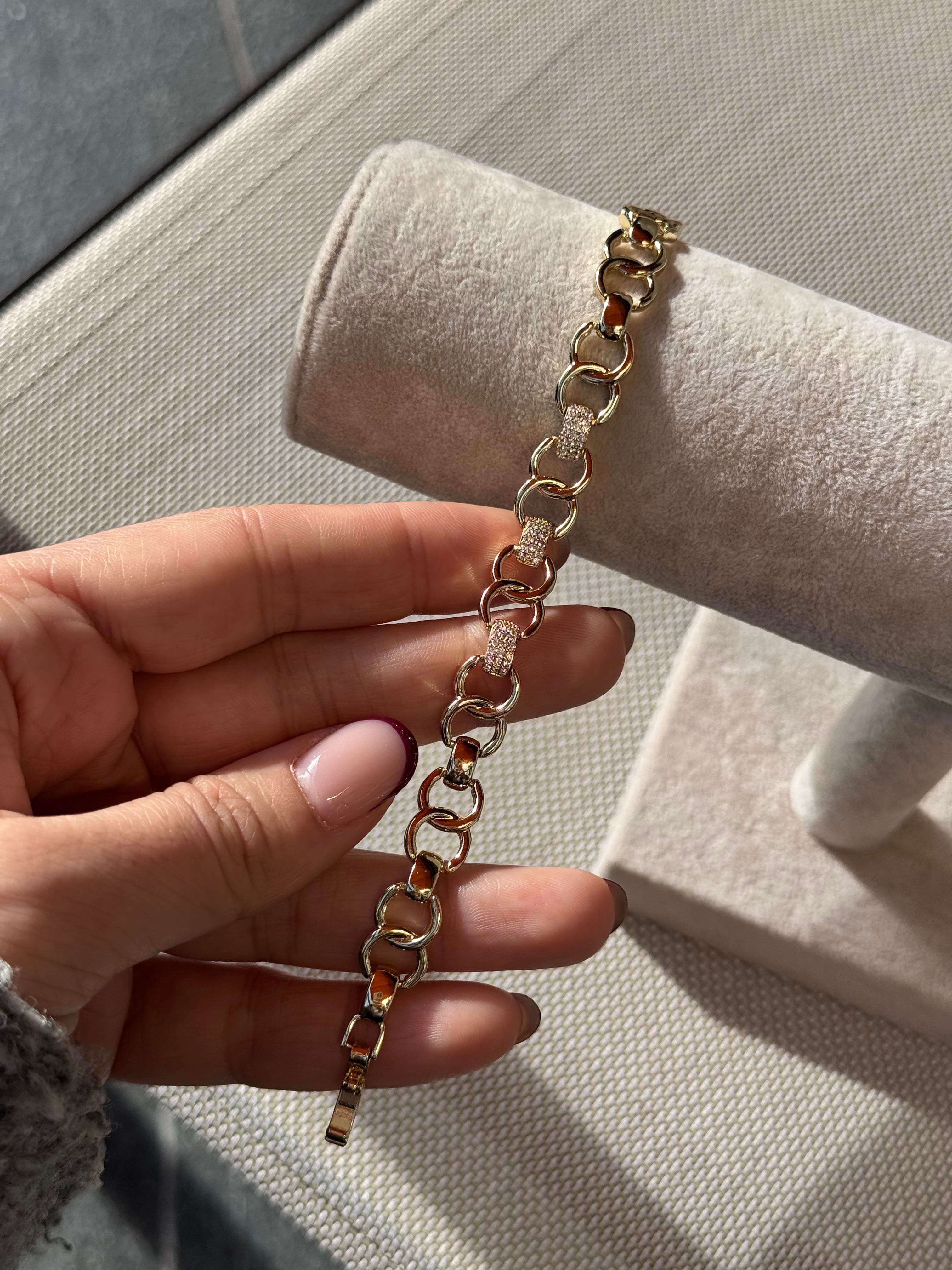 14k halka taşlı gold bileklik