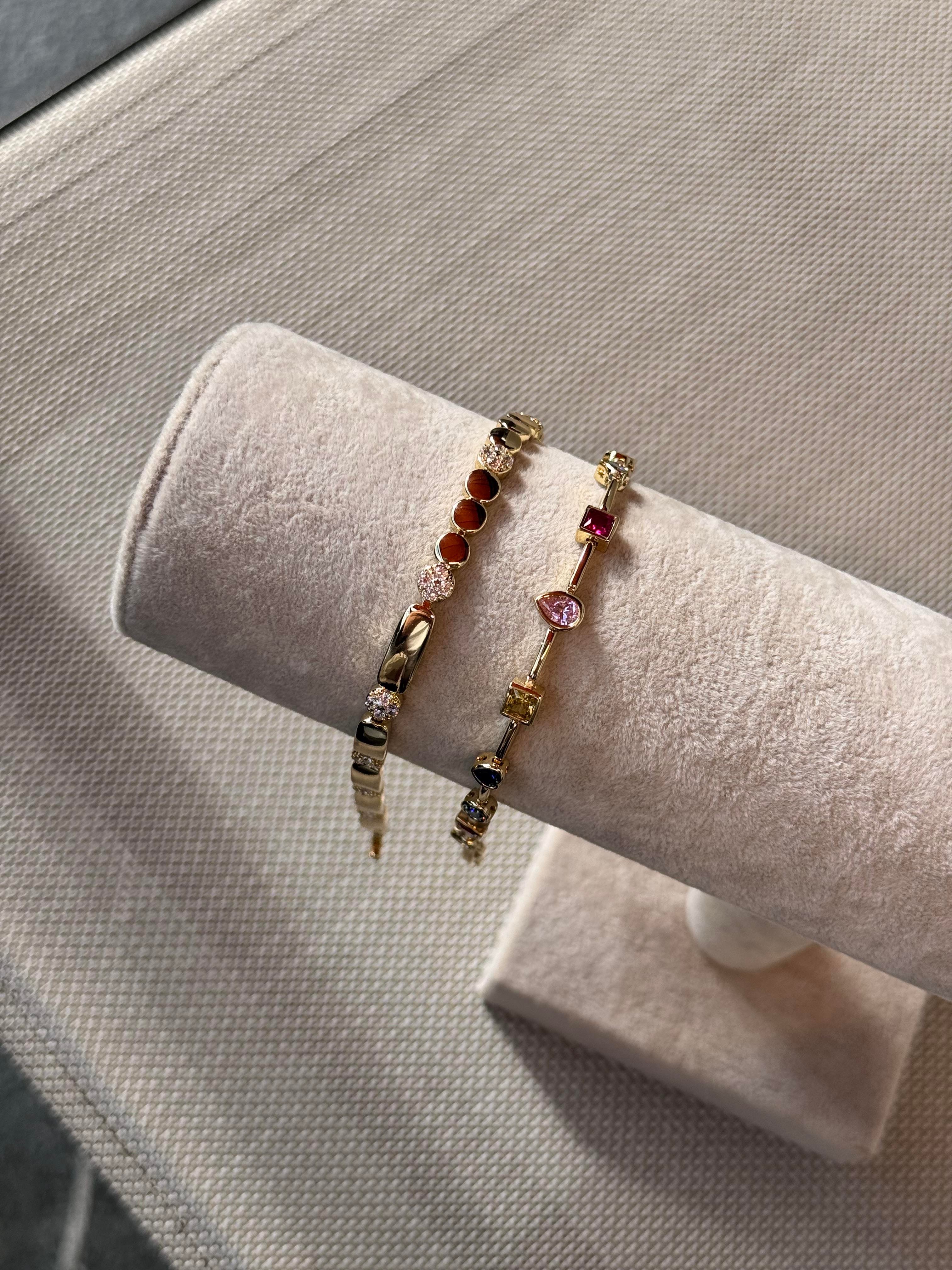 14k renkli taşlı gold bileklik