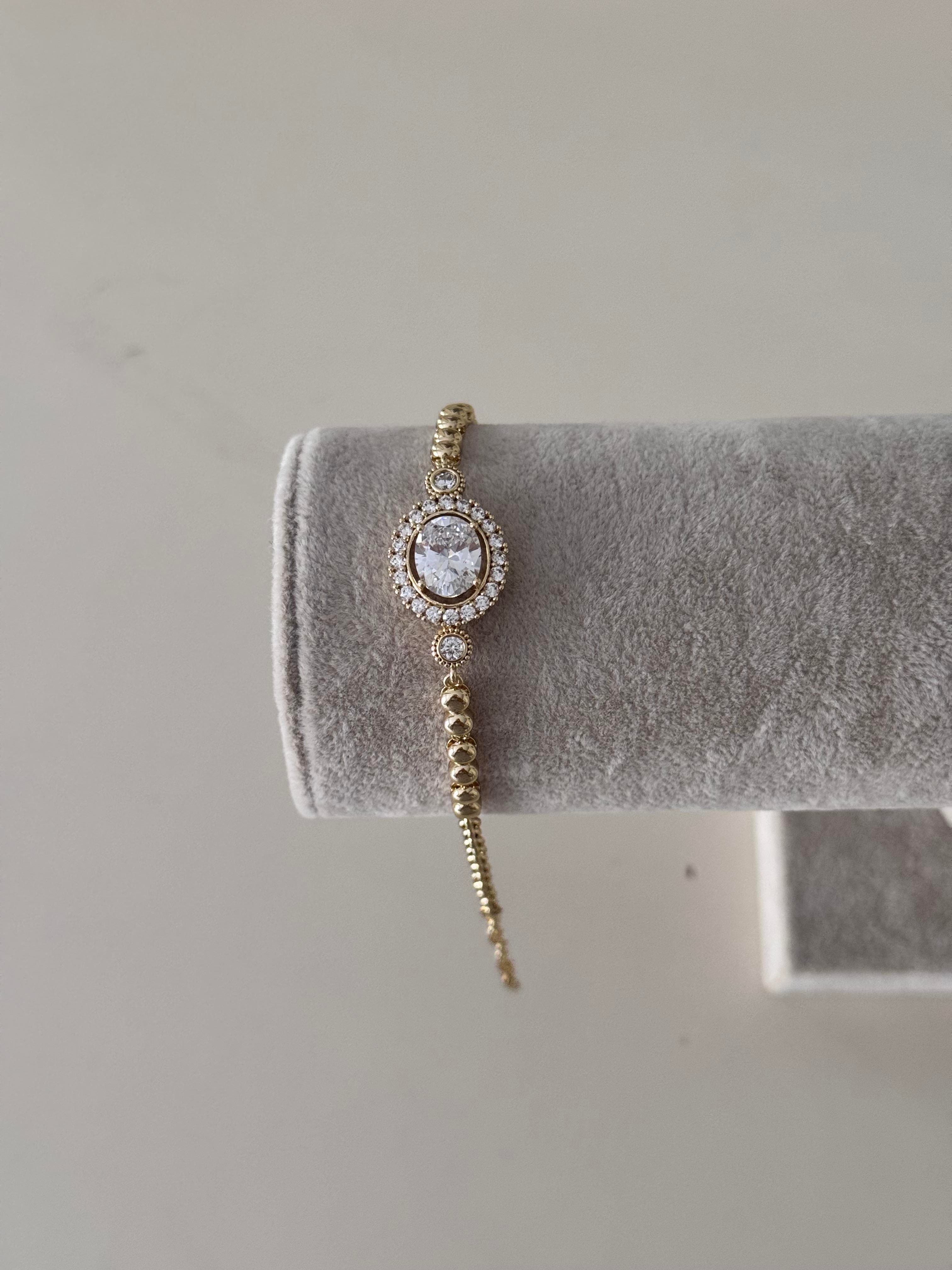 14k tek taş gold bileklik