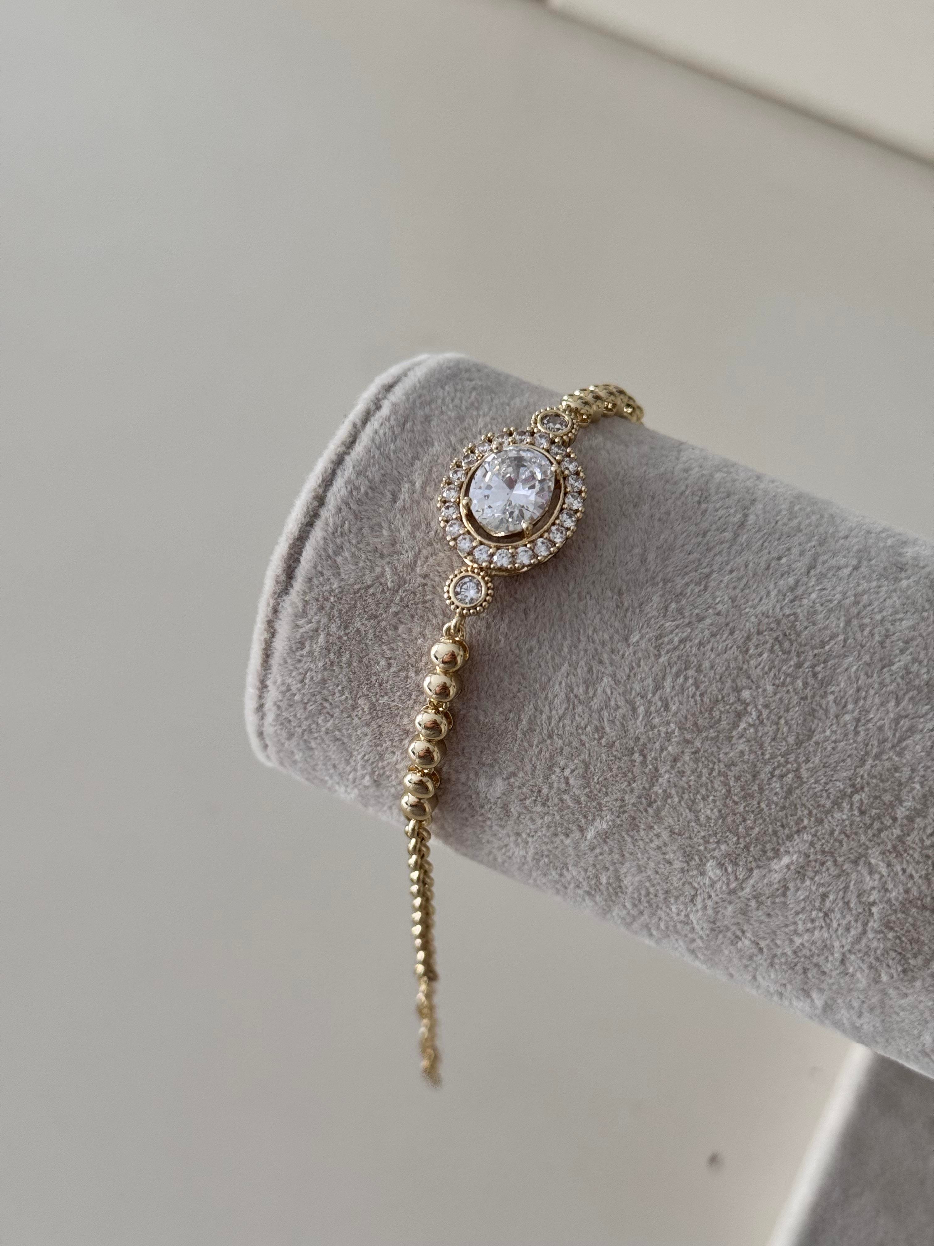 14k tek taş gold bileklik