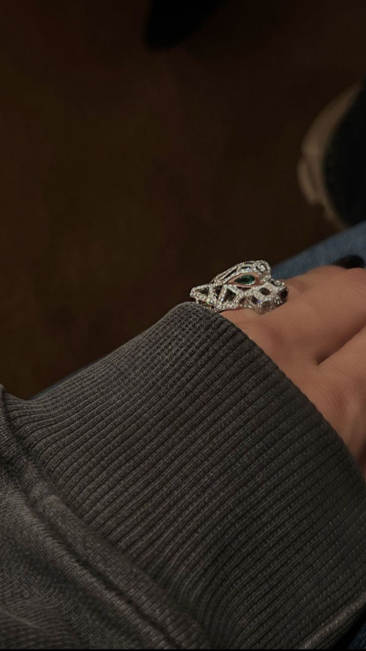 Cartier gümüş kaplan taşlı yüzük