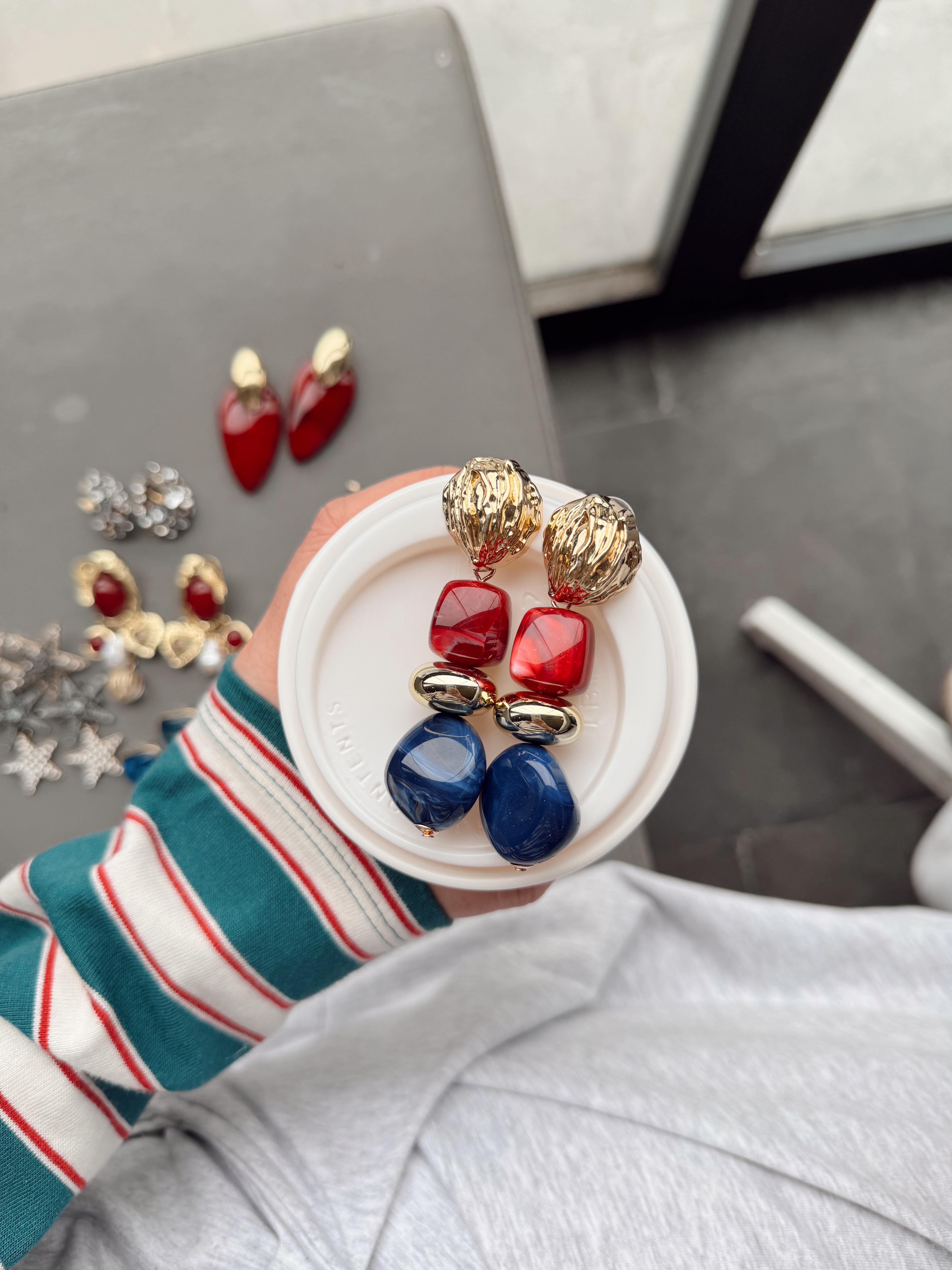 Gold iki renk ZARA küpe 