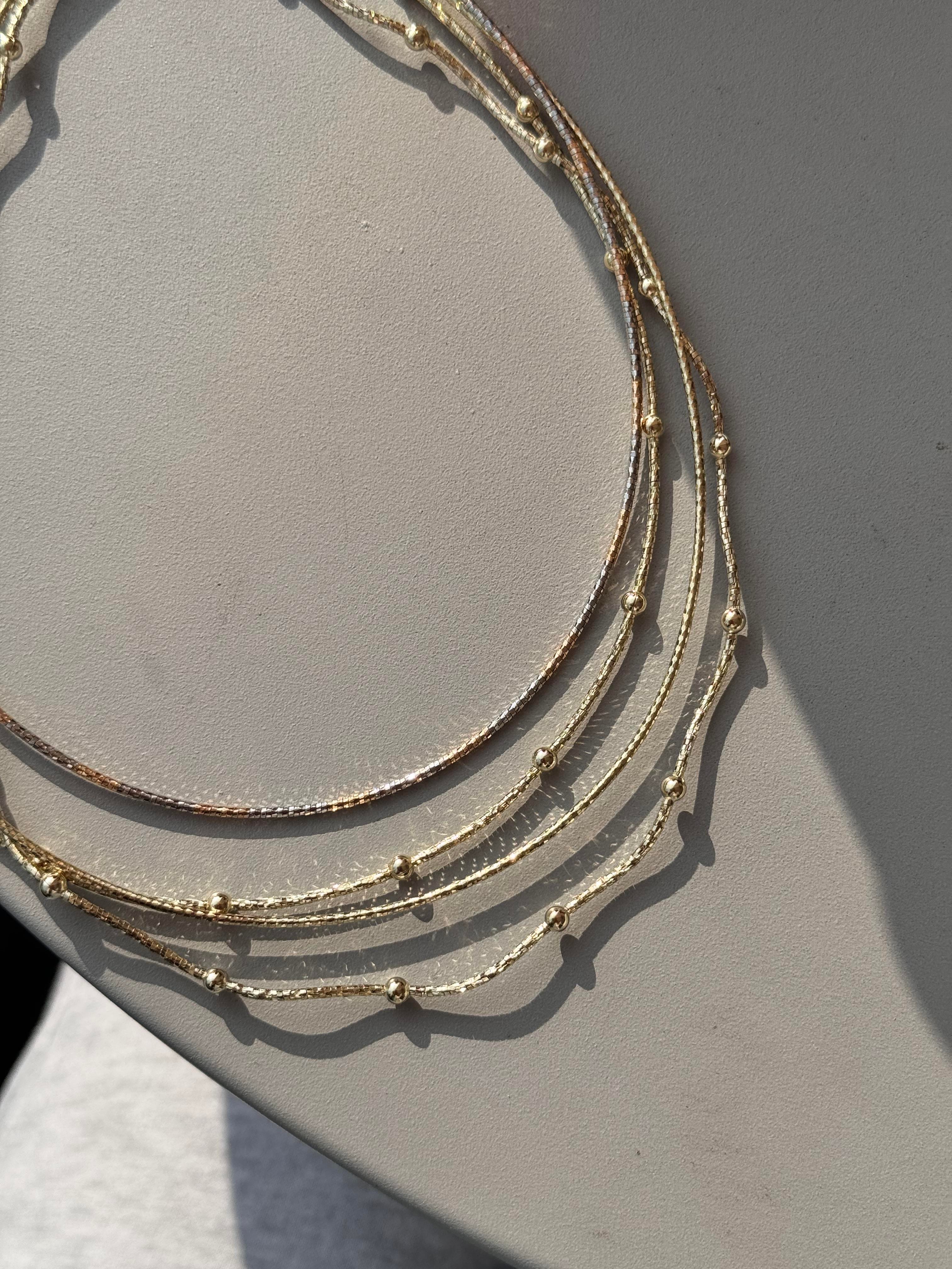 Gold üç renk tel Kolye