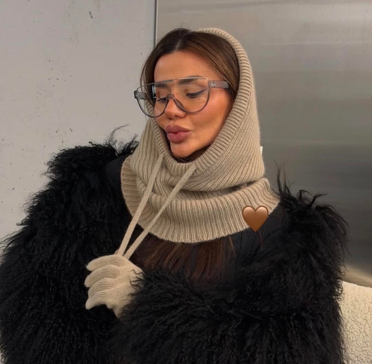 Örgü vizon balaklava  