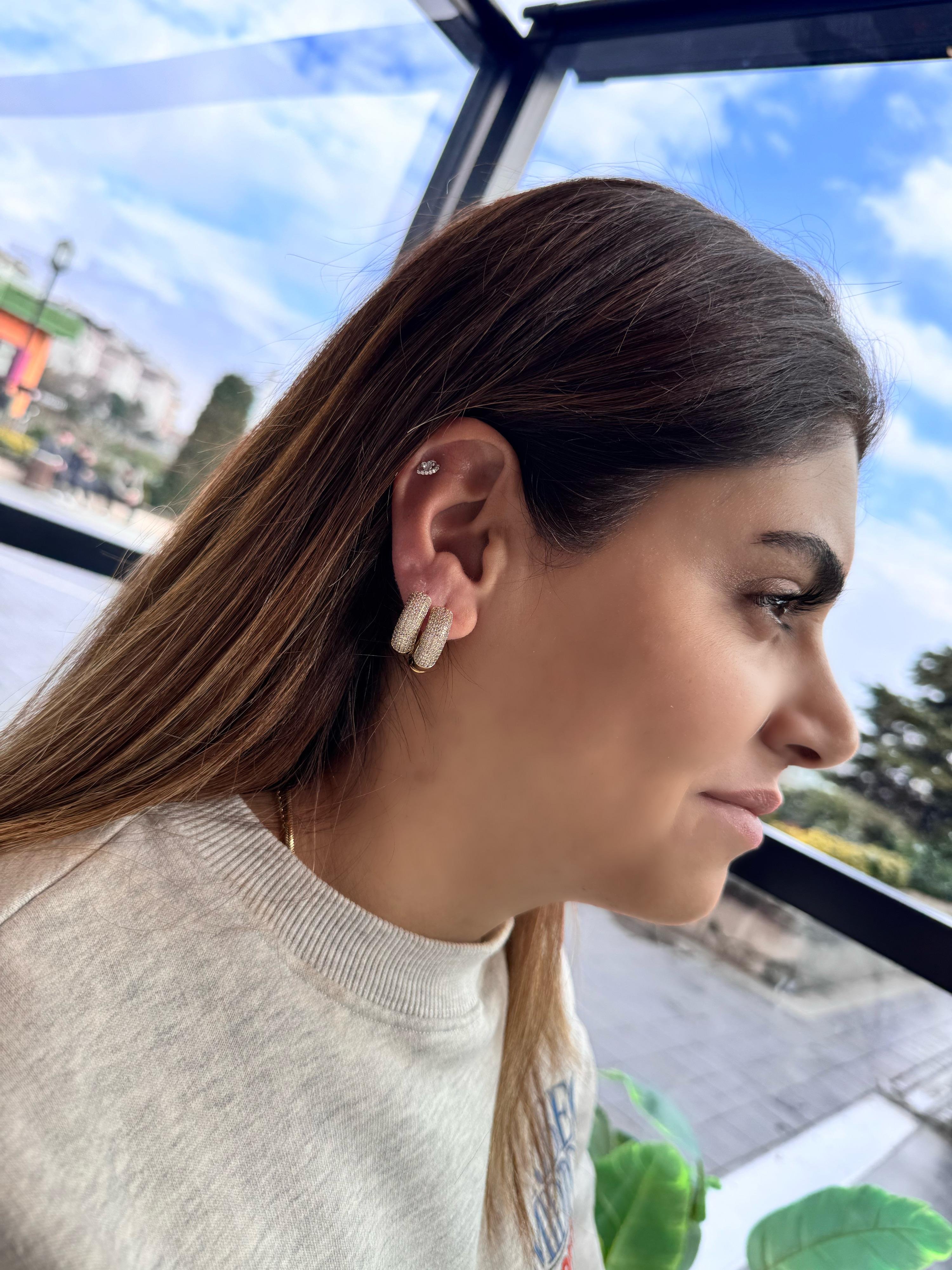 Özel Seri kalın full taşlı halka Küpe