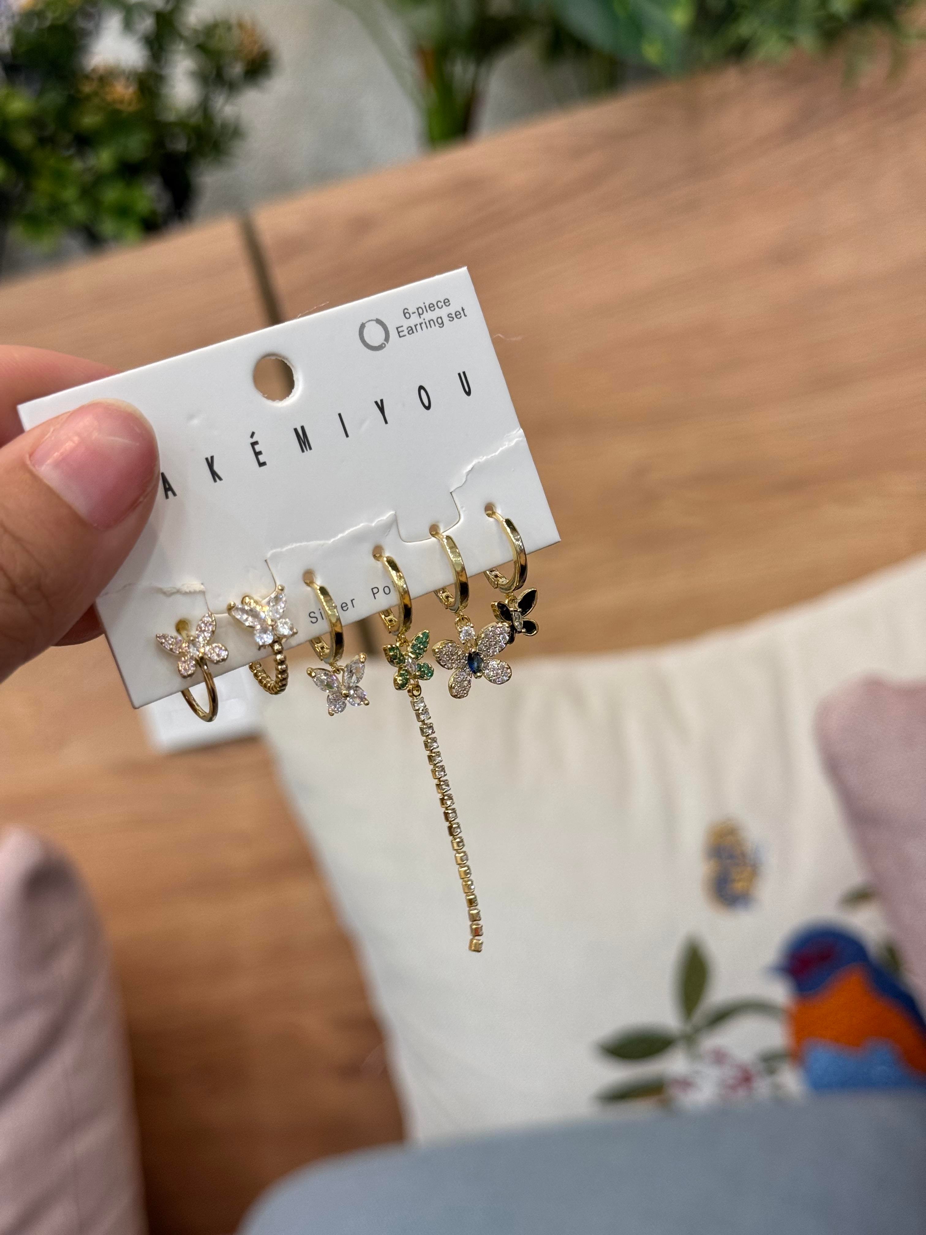 Özel Seri Kelebekli Altılı Set Küpe