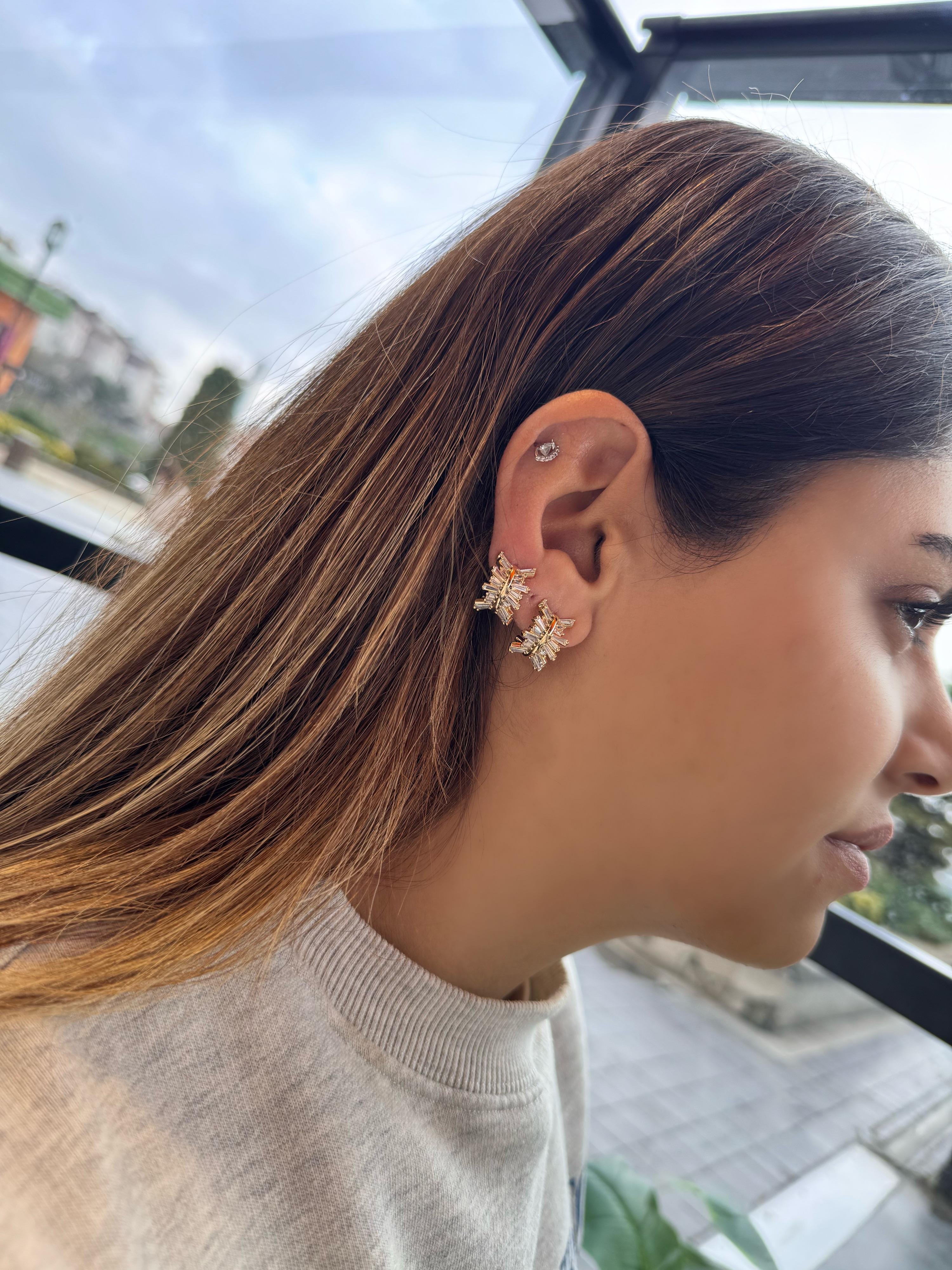 Özel Seri zigzag taşlı küpe