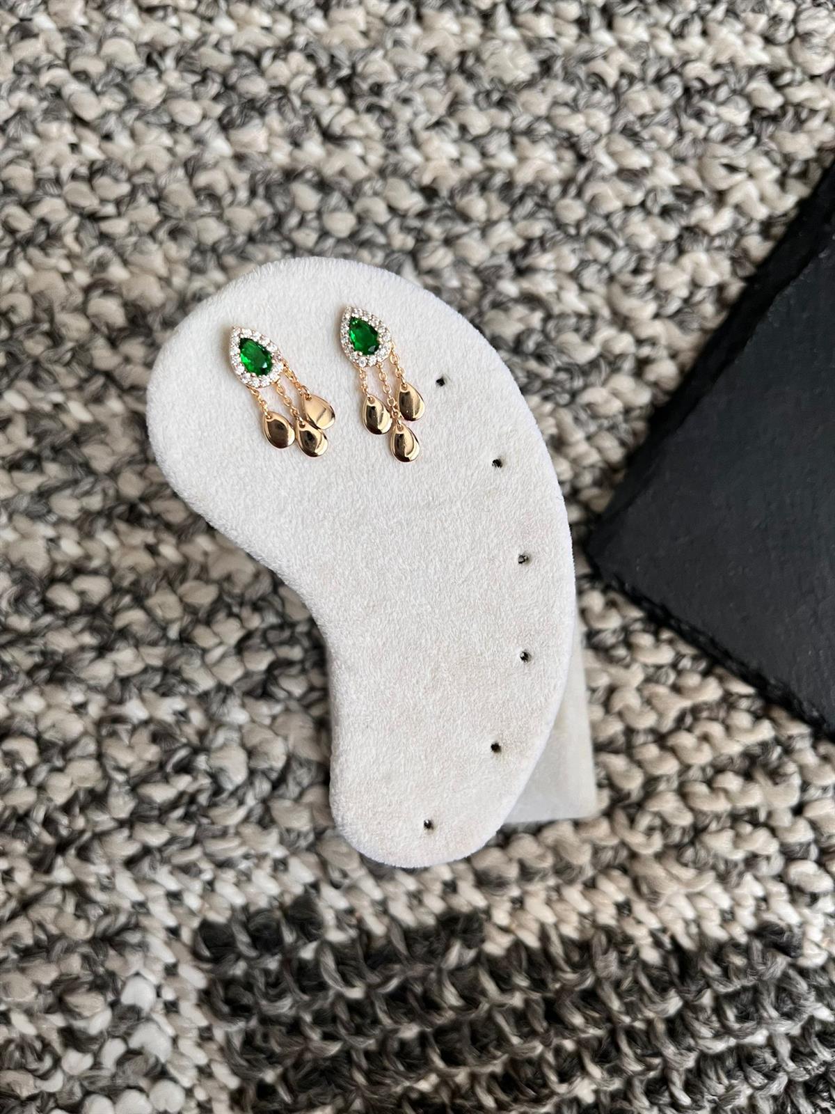 Püsküllü Yeşil Zircon Taş Vip Küpe