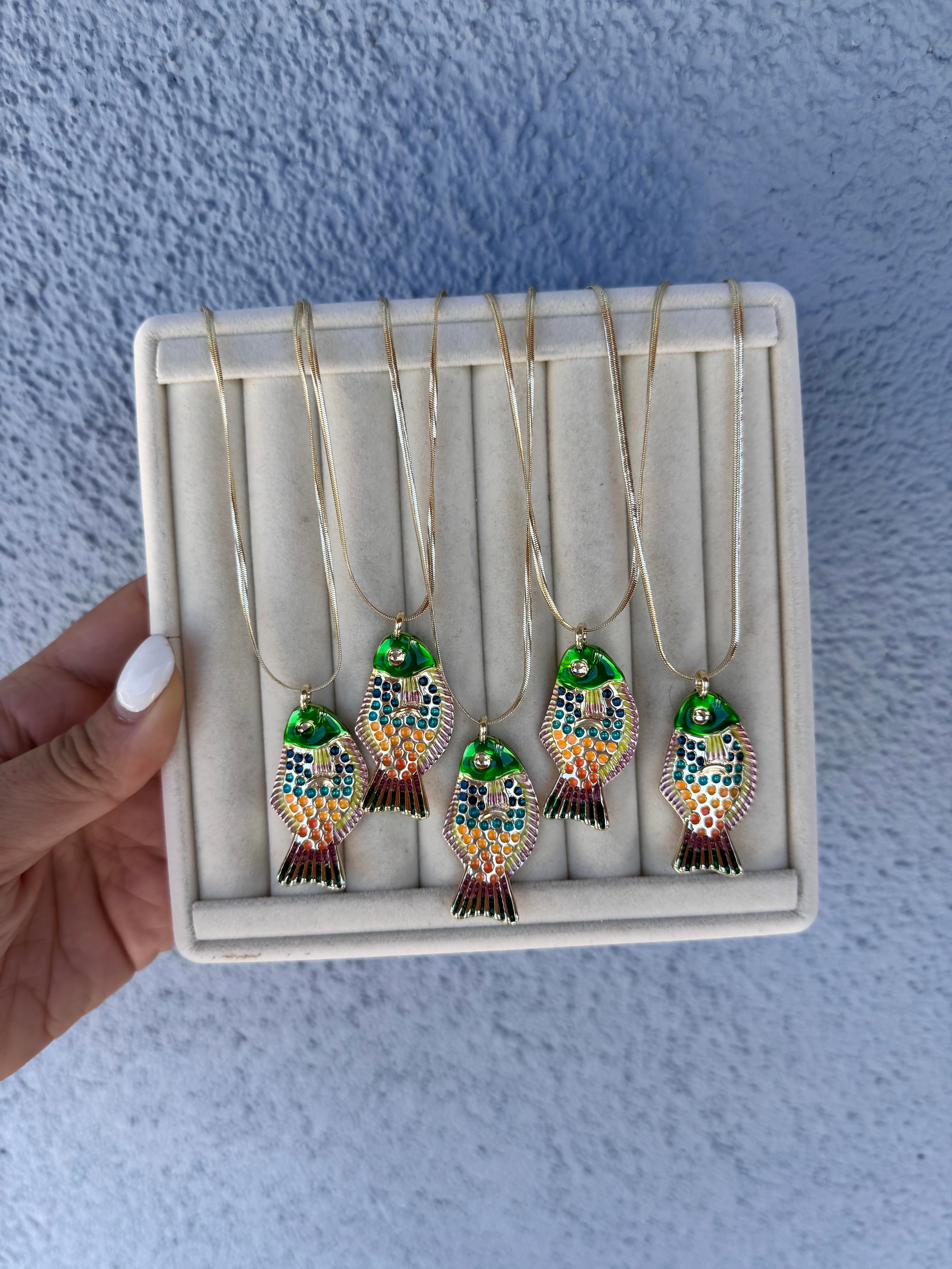 Renkli 60 cm balık kolye 