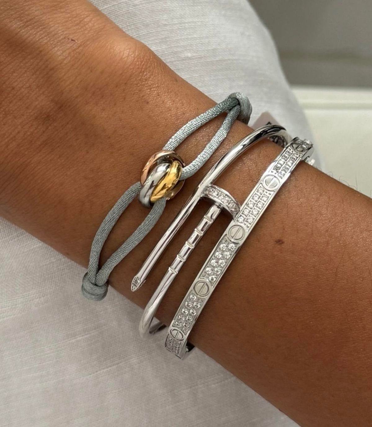 Yeni çivi Çelik Gümüş Renk Marka taşlı Bileklik 