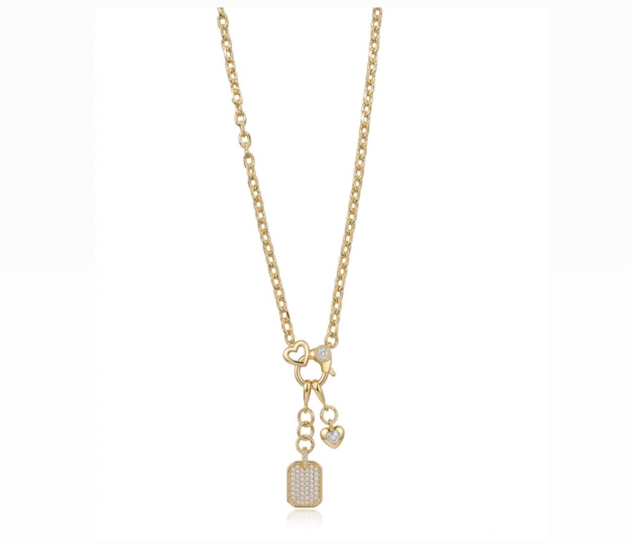 Zircon taşlı kalpli charm kolye