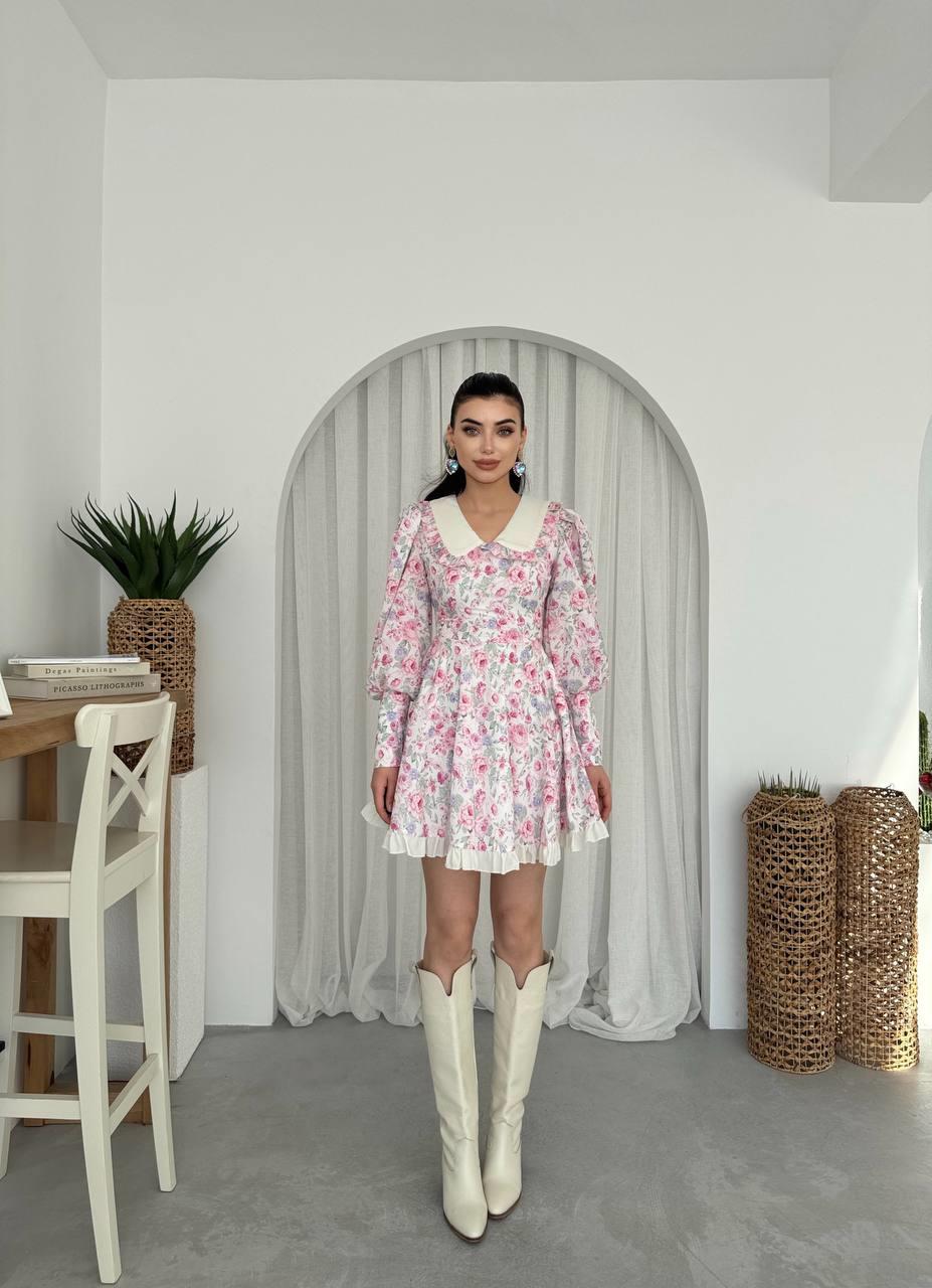 Bebe Yaka Mini Çiçekli Cadis Elbise | 