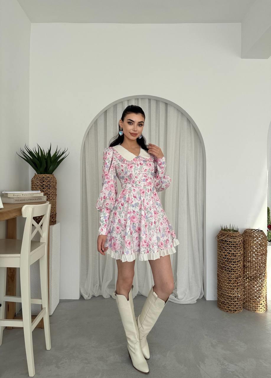 Bebe Yaka Mini Çiçekli Cadis Elbise | 