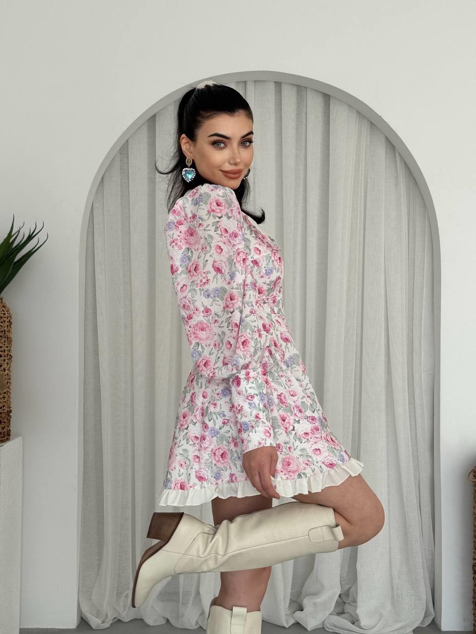 Bebe Yaka Mini Çiçekli Cadis Elbise | 