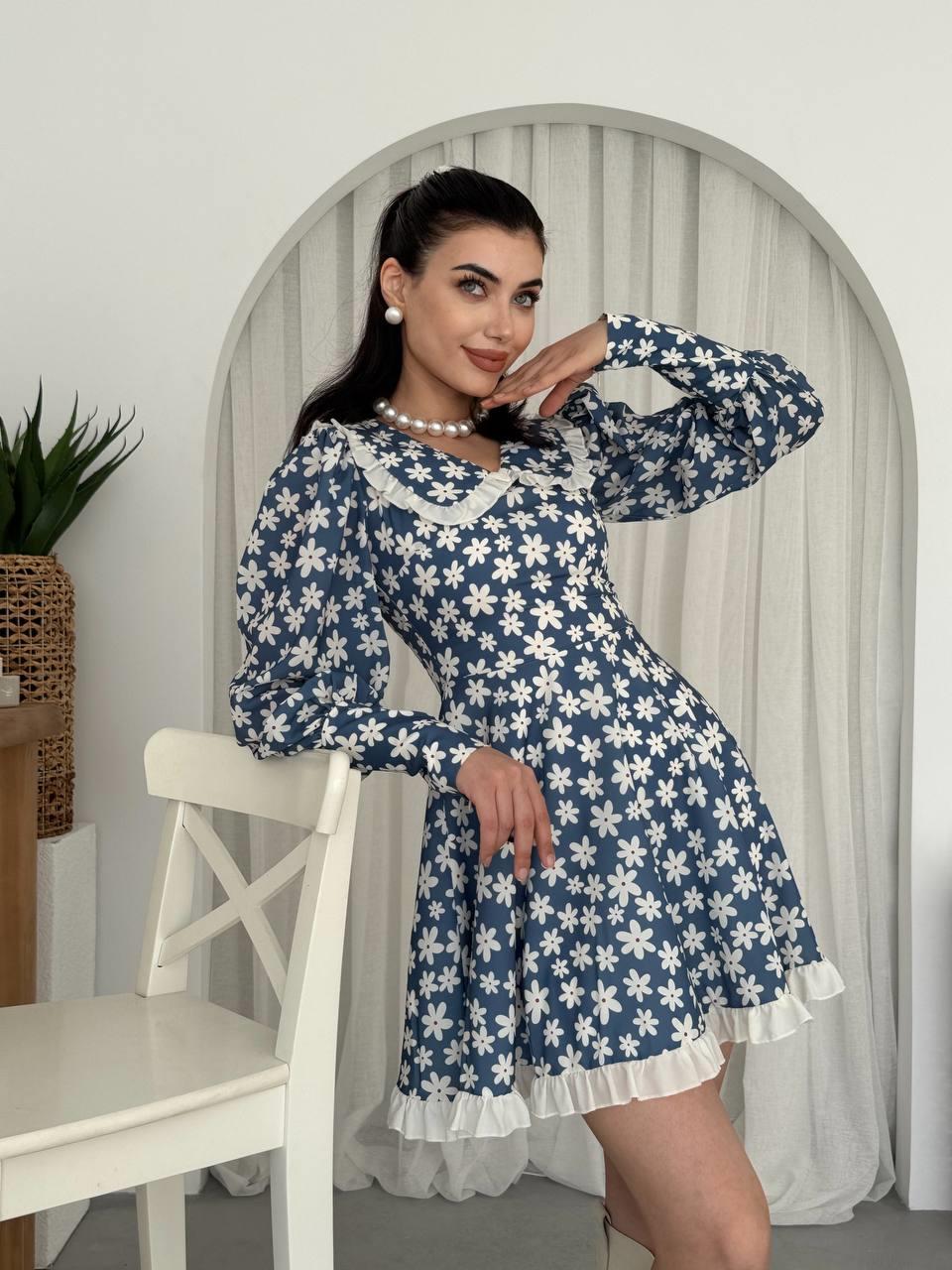 Bebe Yaka Papatya Desen Mini Elbise | 