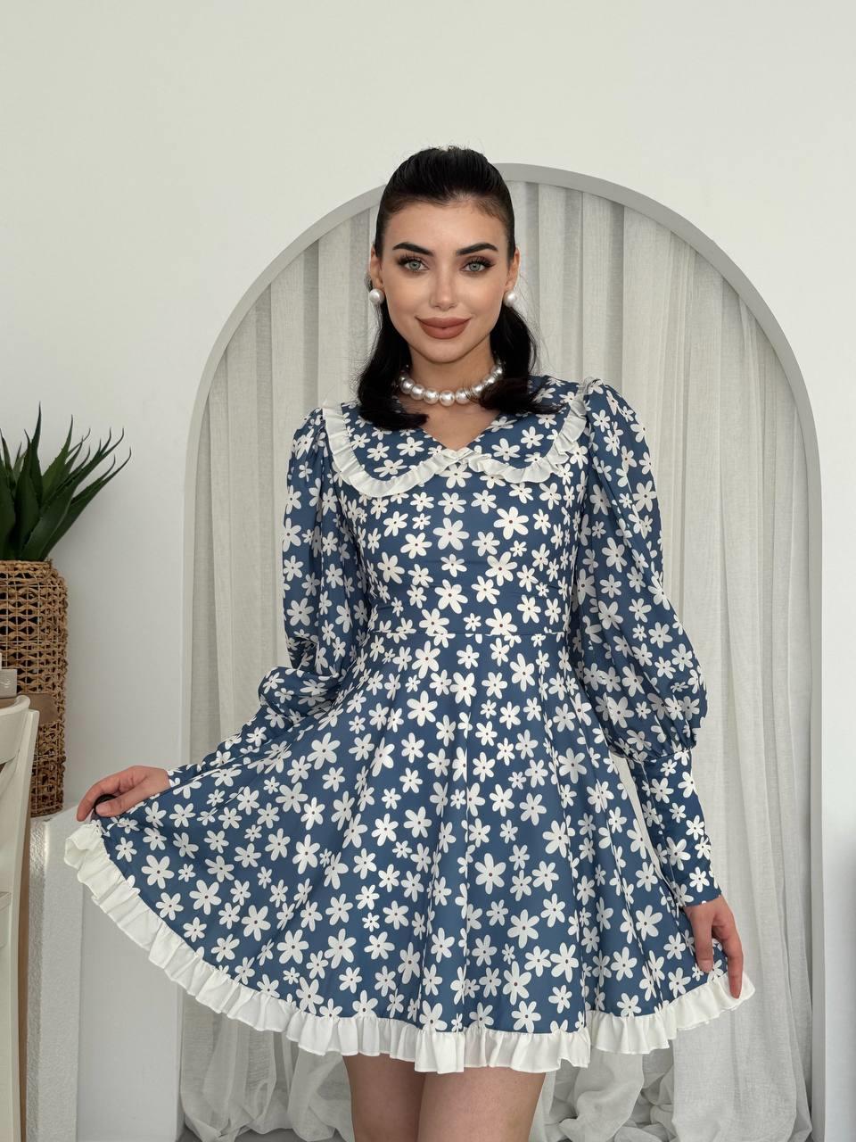 Bebe Yaka Papatya Desen Mini Elbise | 