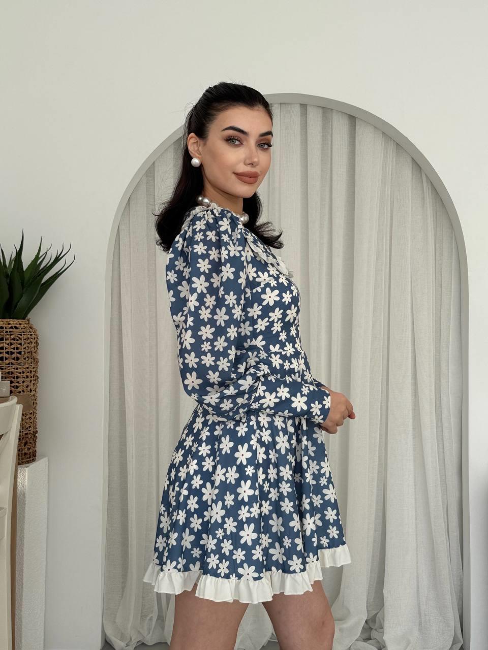 Bebe Yaka Papatya Desen Mini Elbise | 