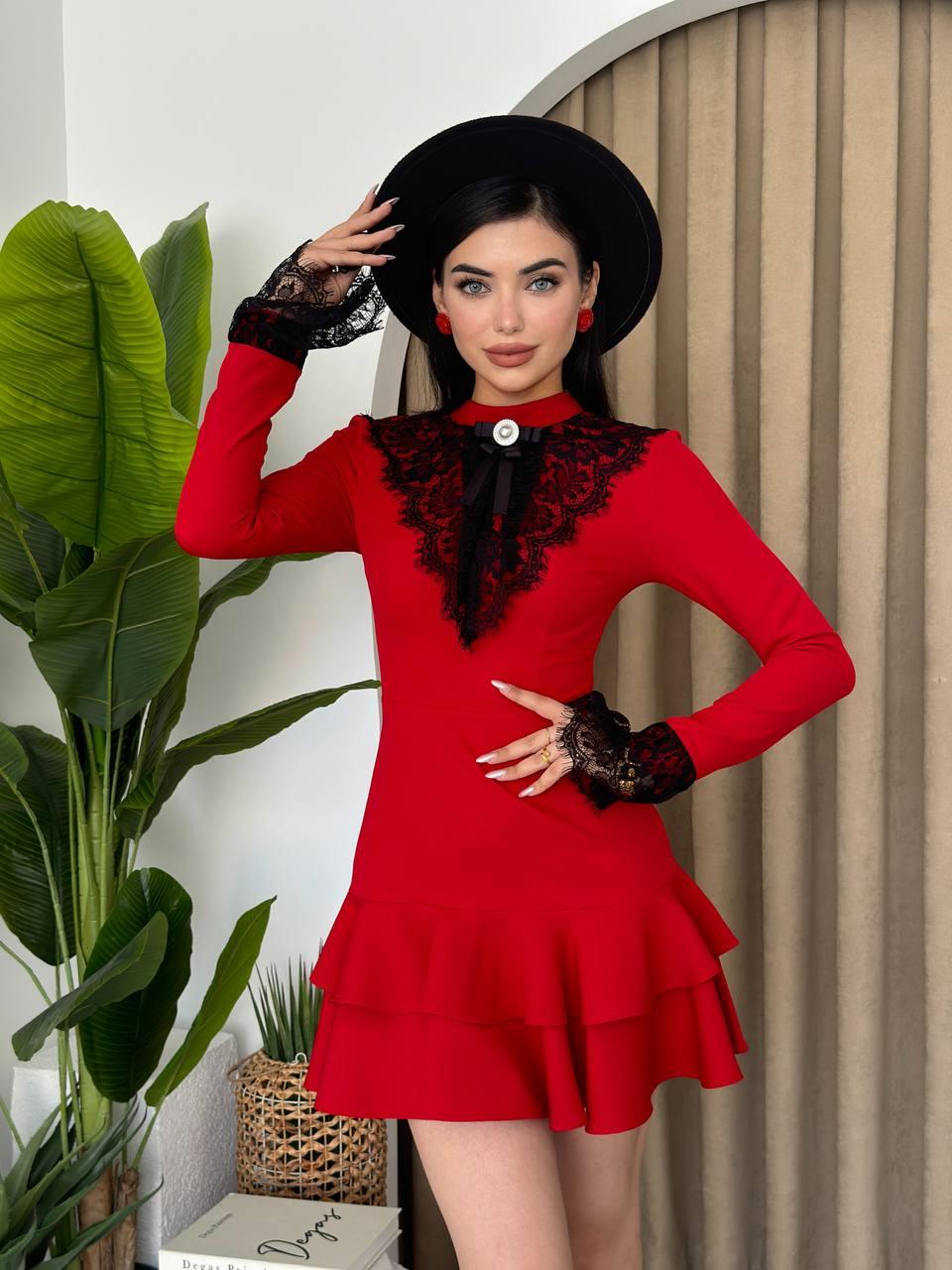 Broş Dantel Selin Mini Elbise | 