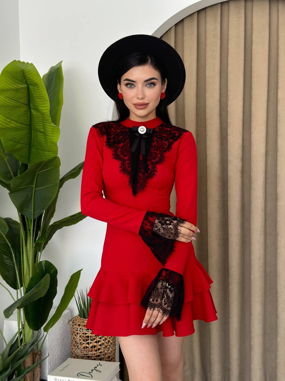 Broş Dantel Selin Mini Elbise | 