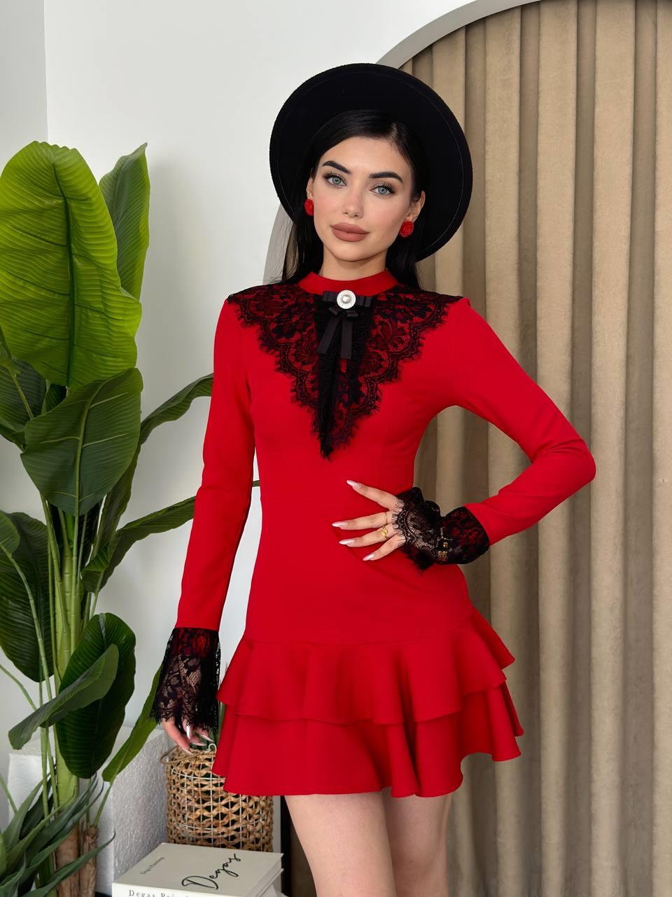 Broş Dantel Selin Mini Elbise | 