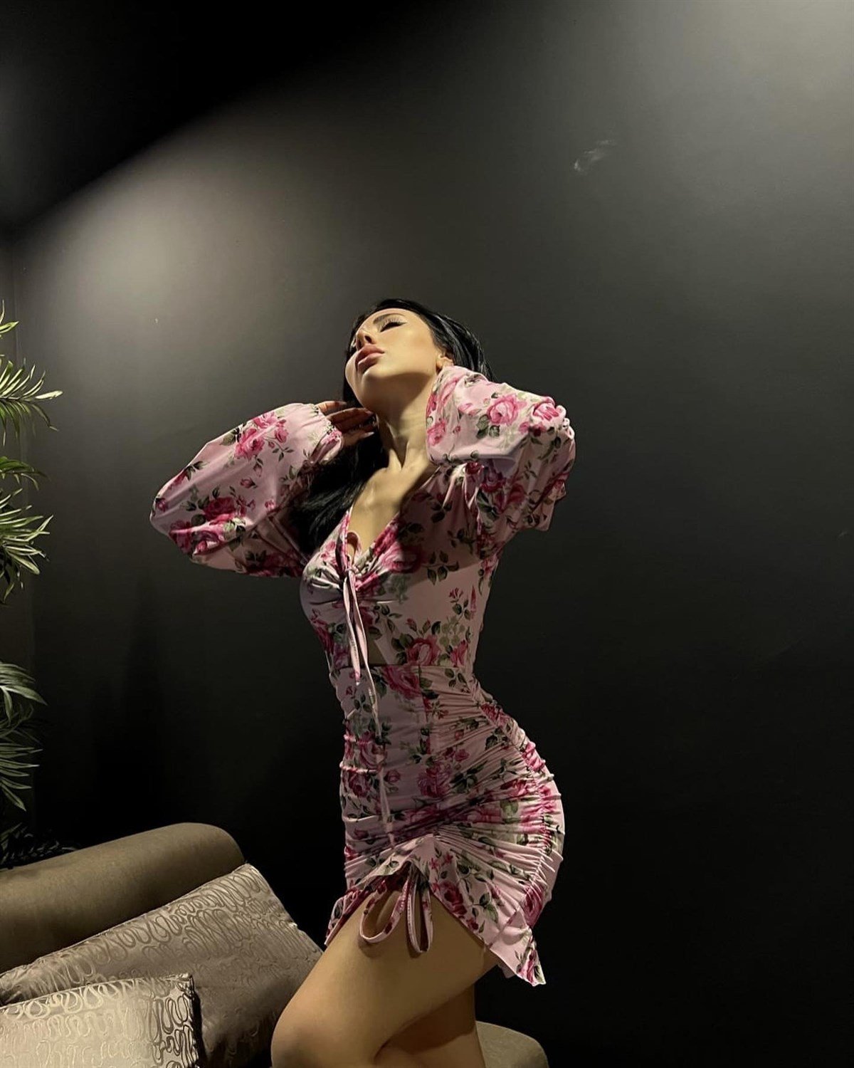 ÇİÇEKLİ DRAPE ELBİSE