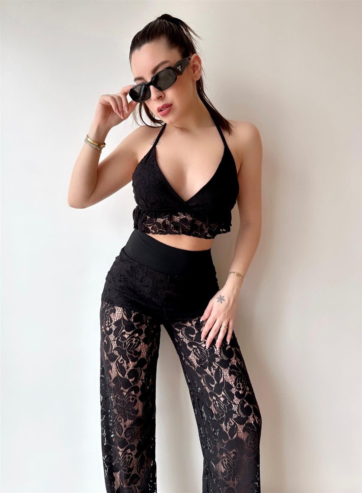 Dantel Crop Pantolon 