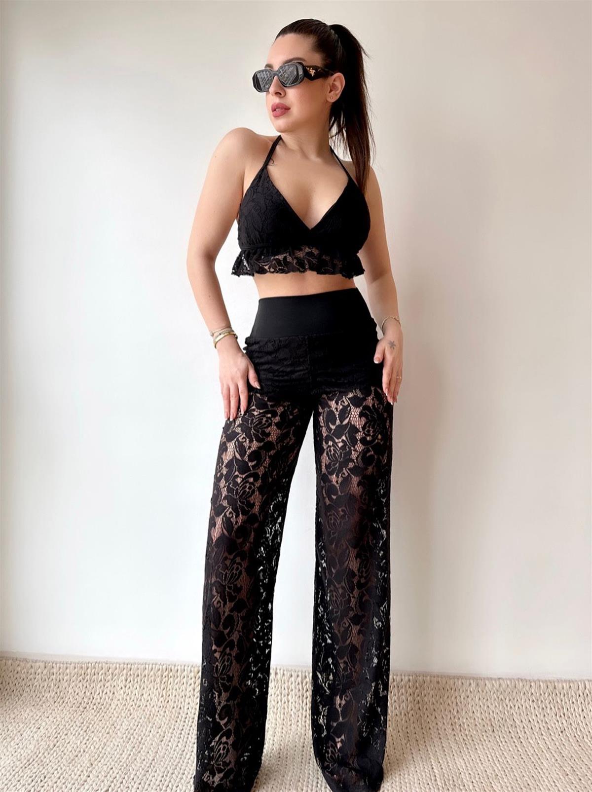 Dantel Crop Pantolon 