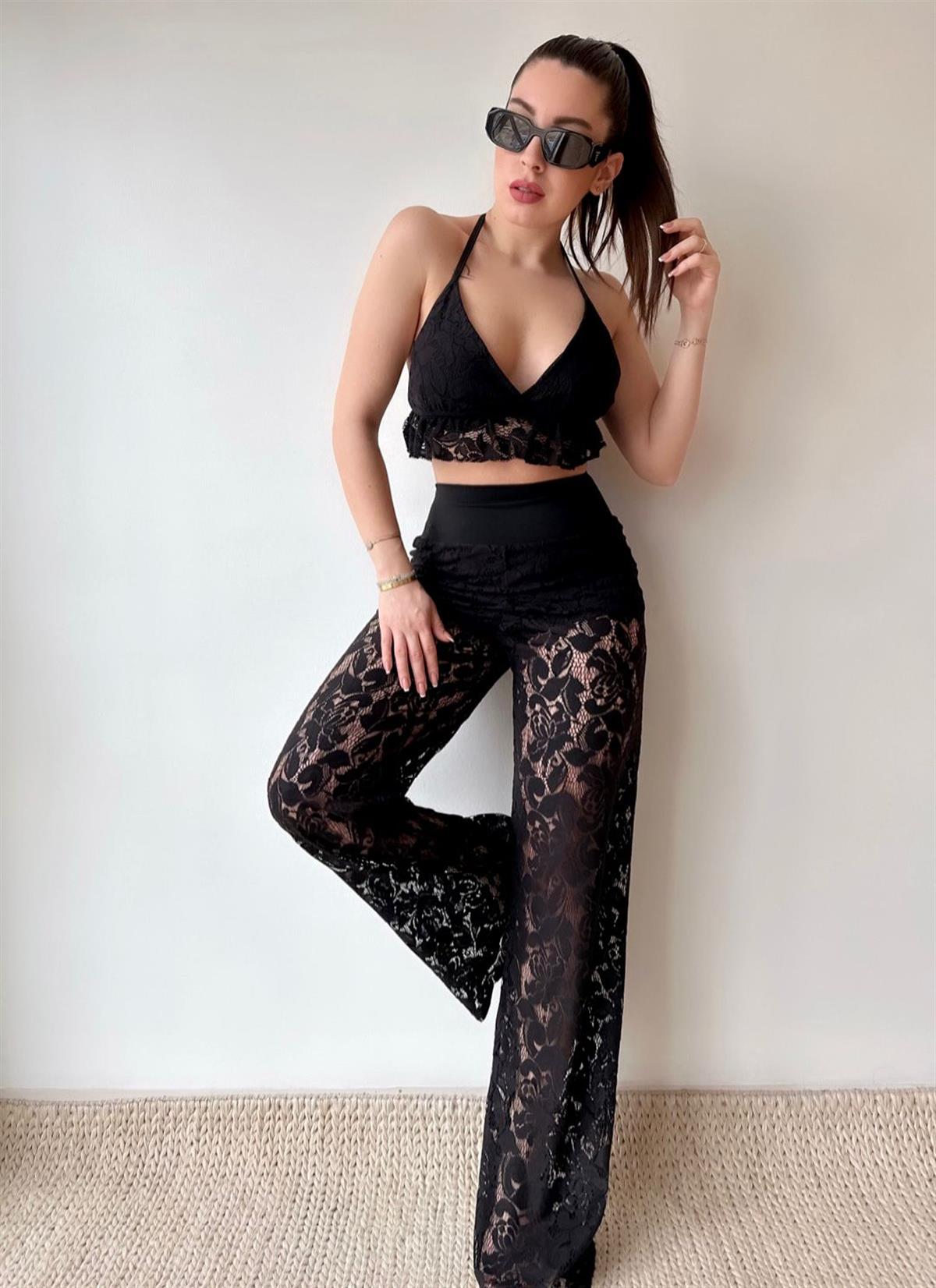 Dantel Crop Pantolon 