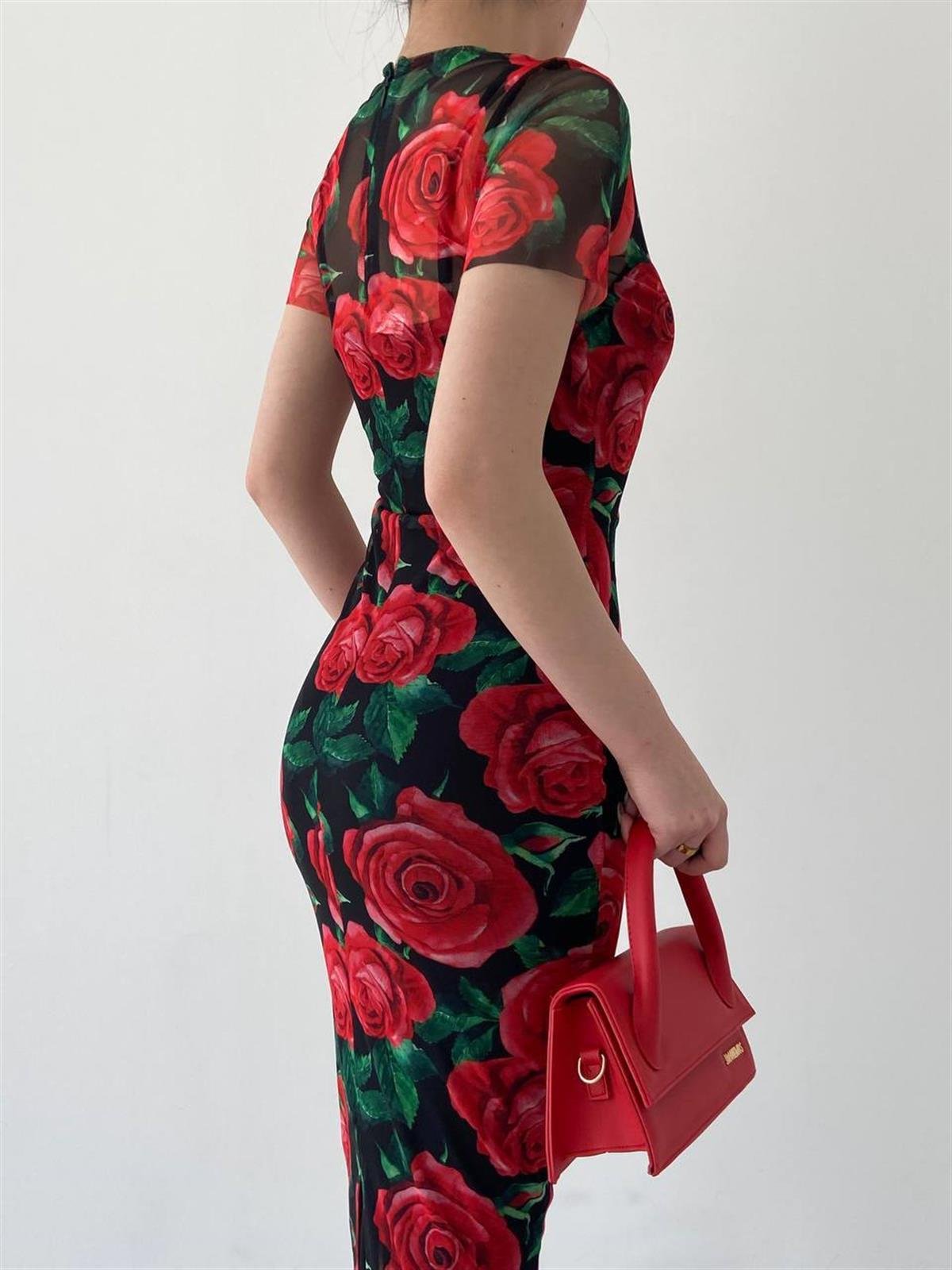 Floral Gül Desenli Elbise