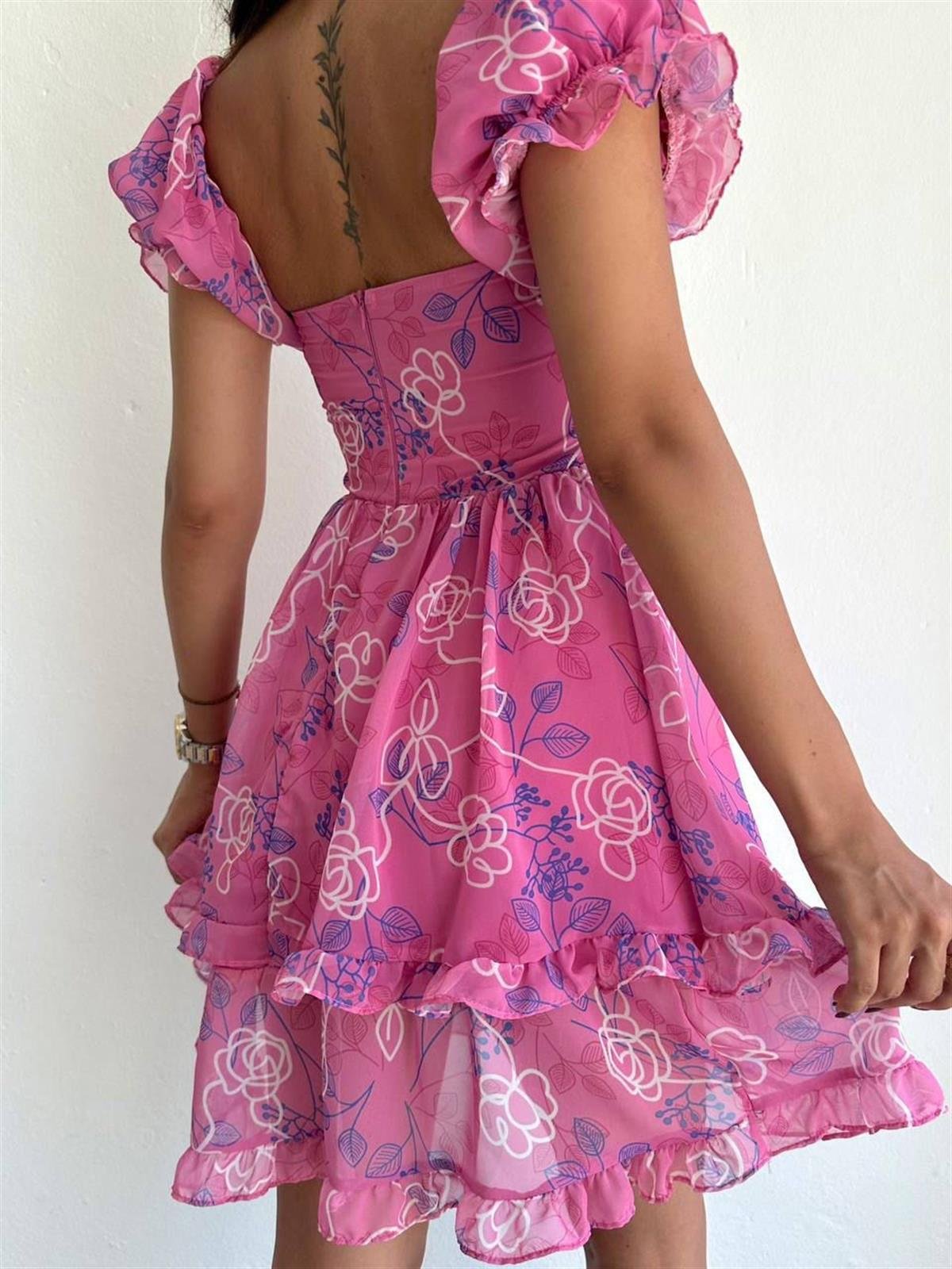 Hailey Şifon Pembe Elbise
