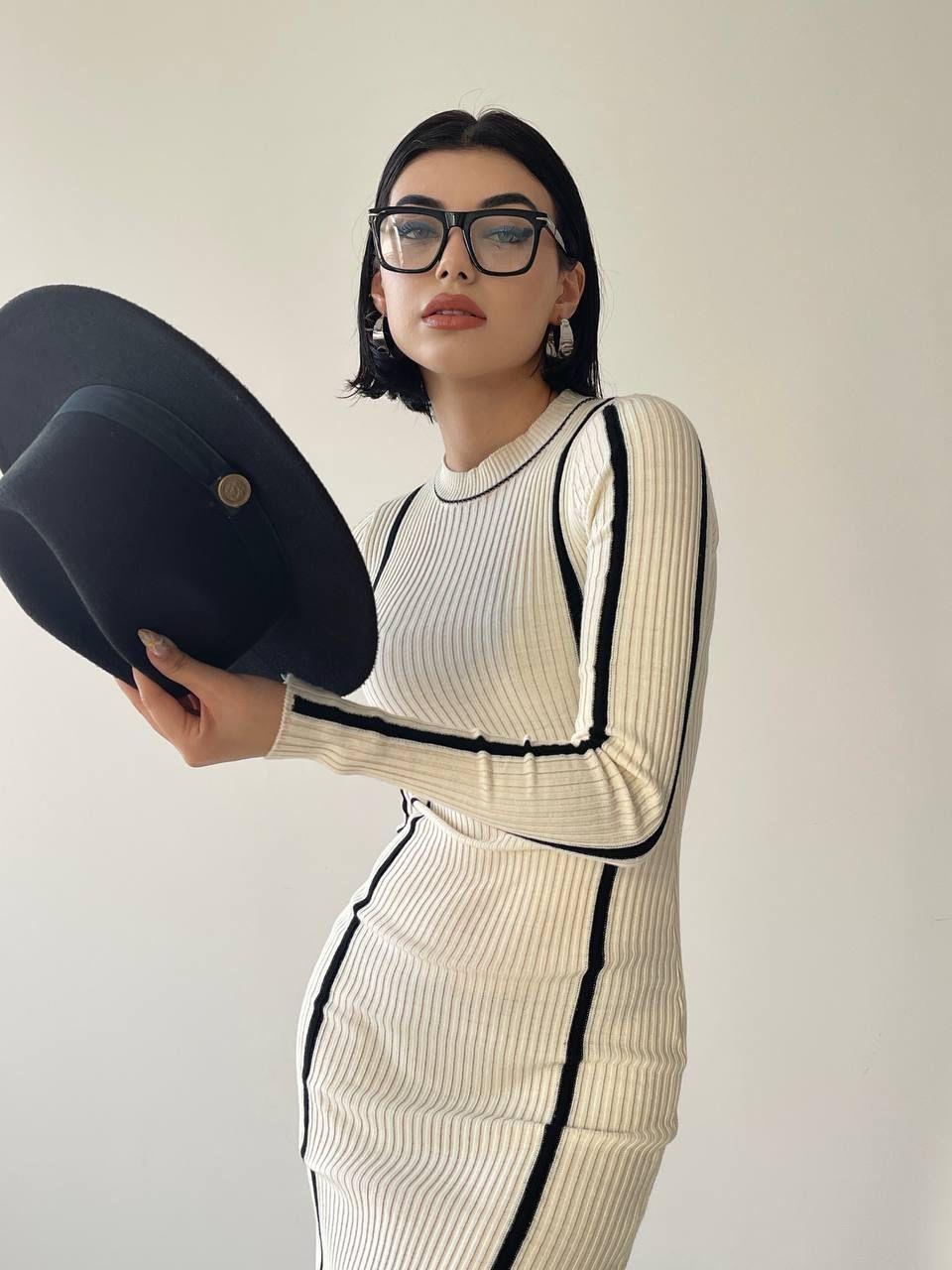 Kamilla Triko Midi Elbise Krem