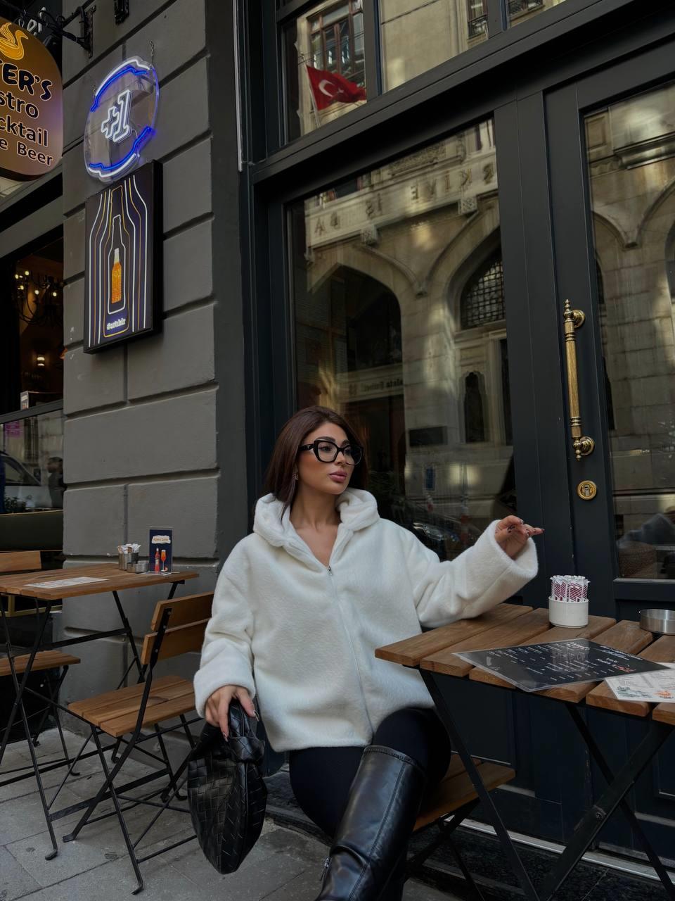Kapüşonlu Peluş Ceket | 