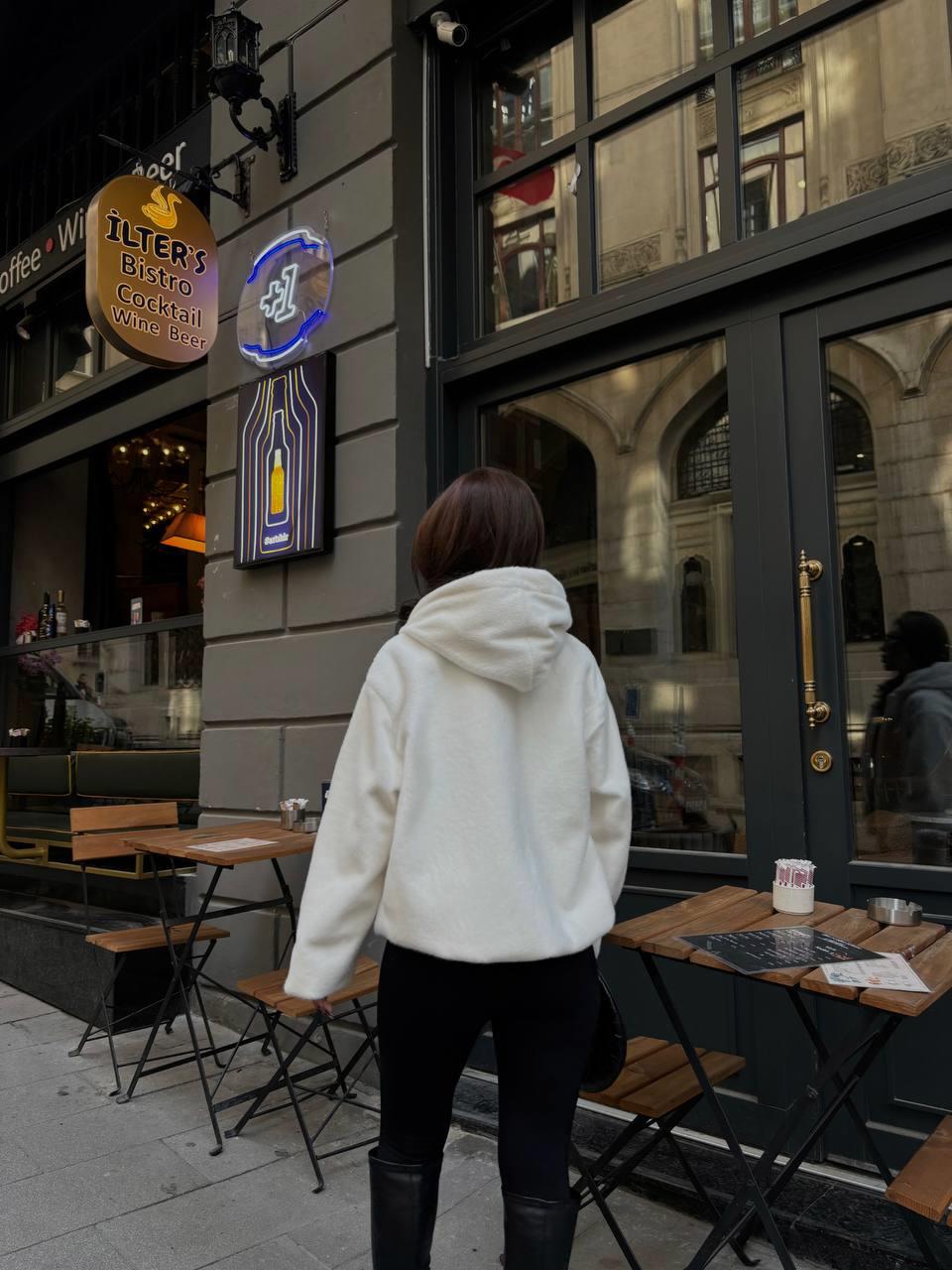 Kapüşonlu Peluş Ceket | 