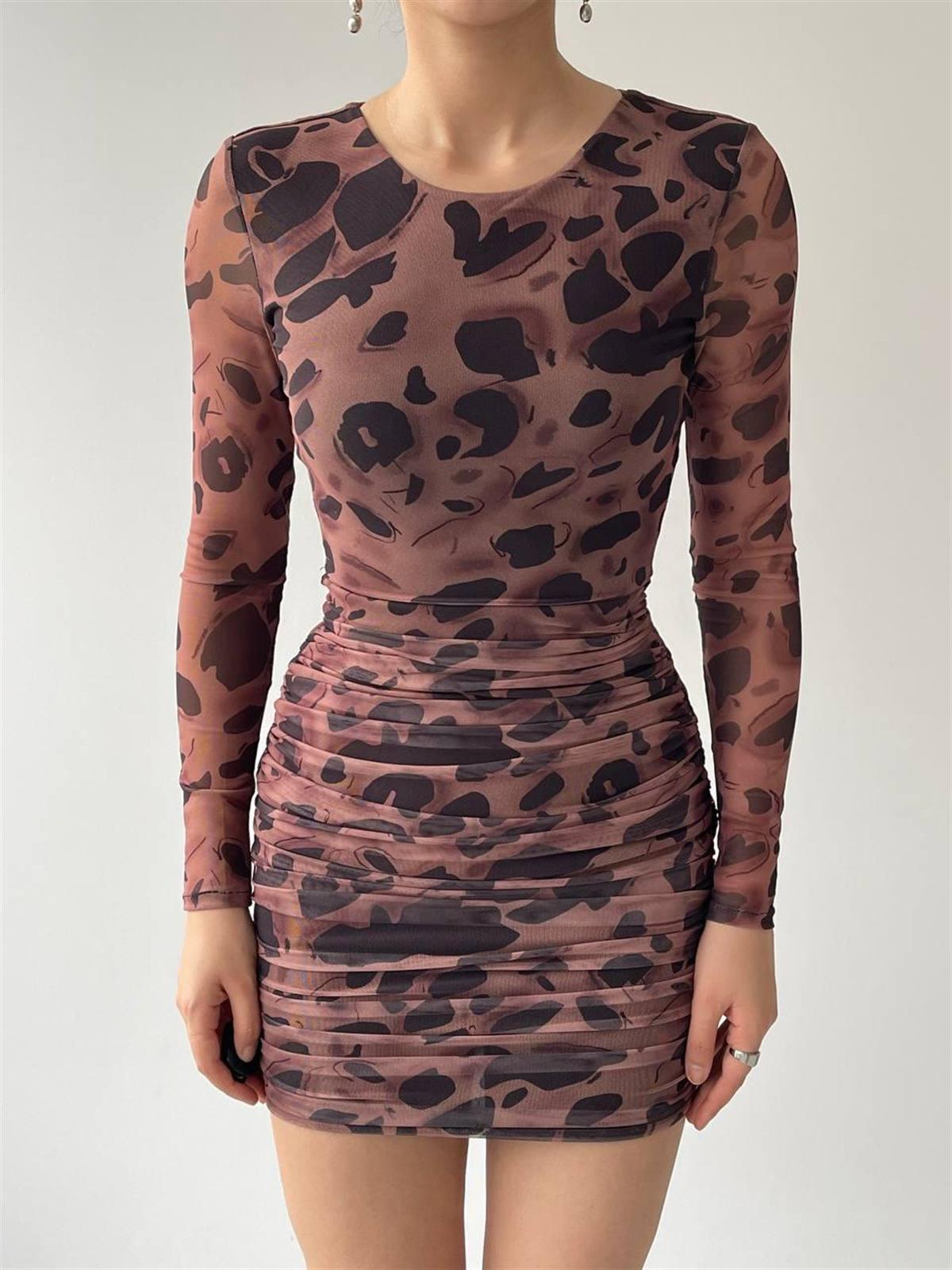 LEOPAR TÜL ELBİSE 