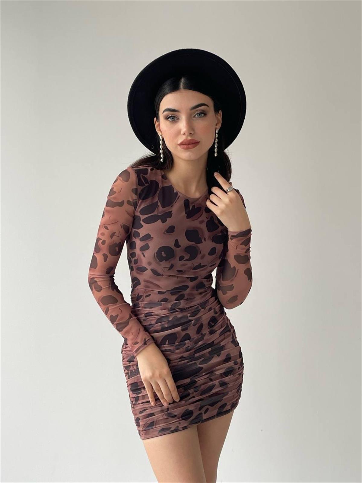 LEOPAR TÜL ELBİSE 