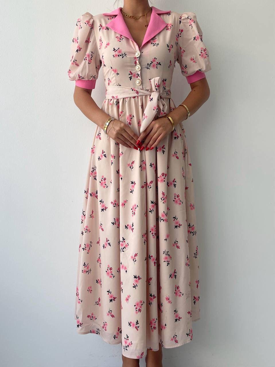 Marya Çiçekli Uzun Elbise | 