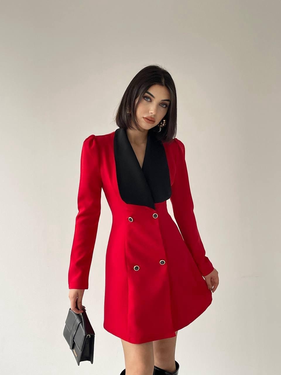Naz Yaka Detay Mini Elbise Kırmızı | 