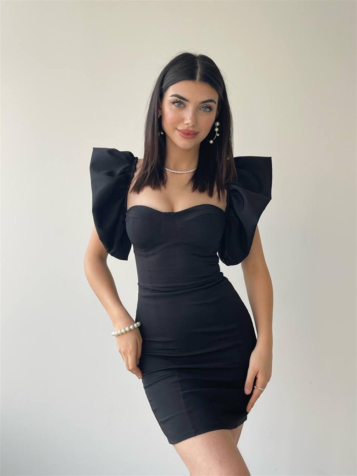 Nona Balon Kol Mini Elbise 