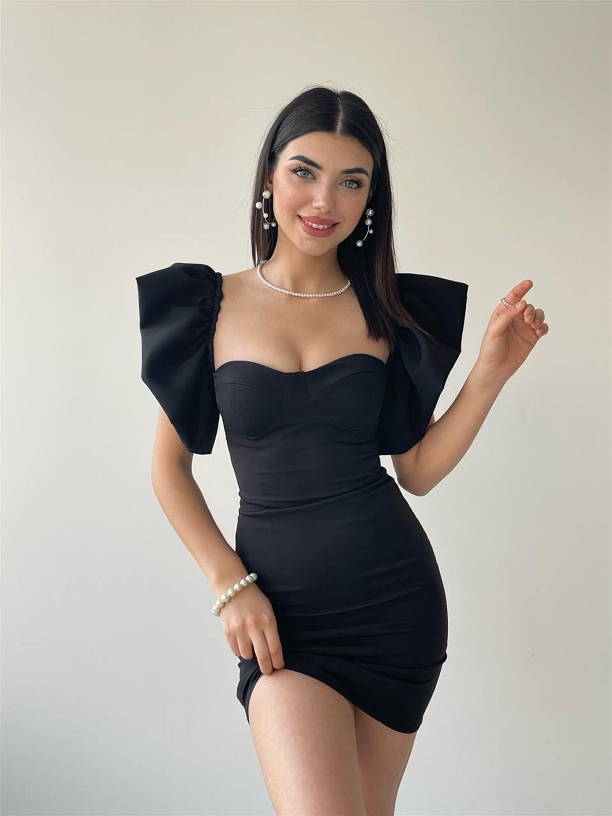 Nona Balon Kol Mini Elbise 