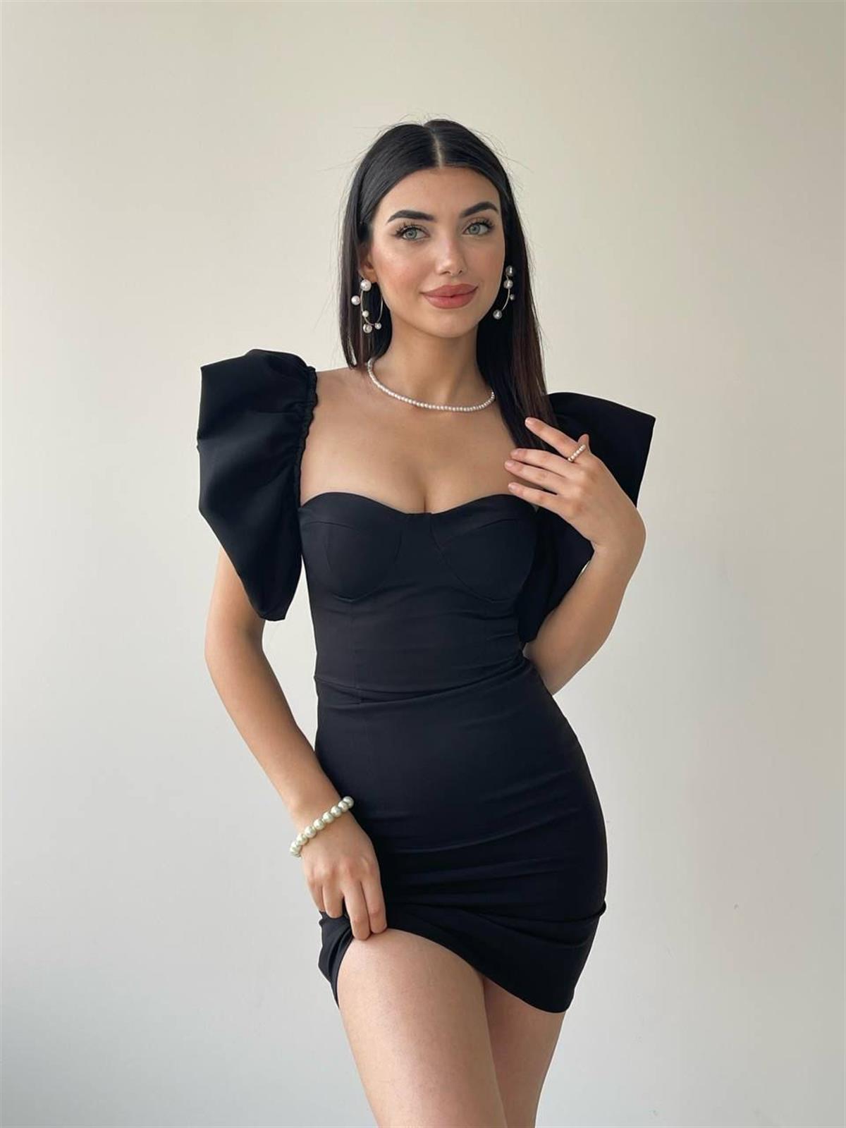 Nona Balon Kol Mini Elbise 
