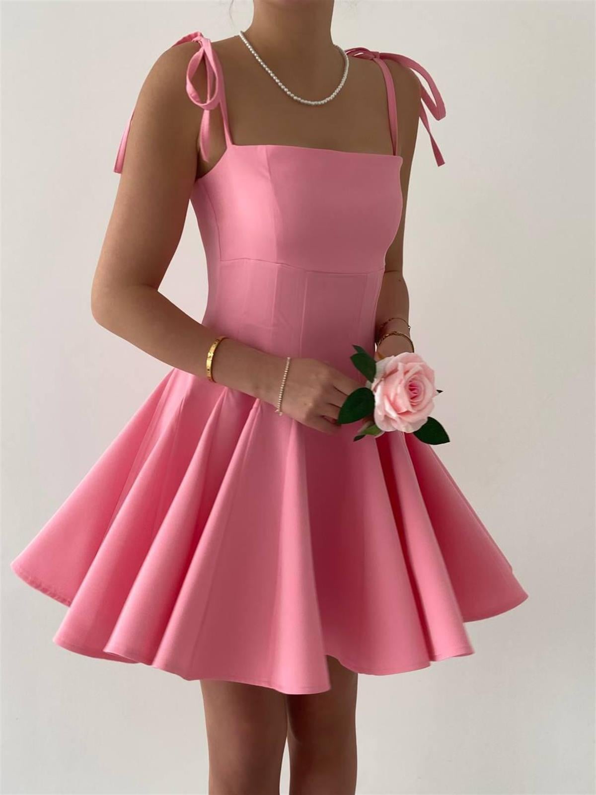 Pembe Violet Kiloş Mini Elbise 
