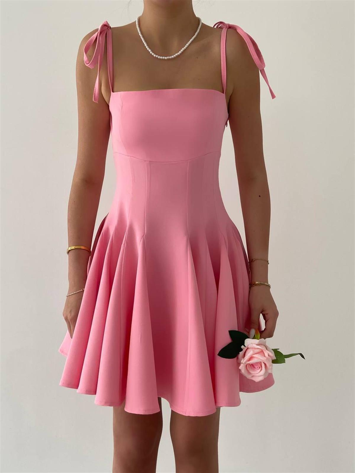 Pembe Violet Kiloş Mini Elbise 