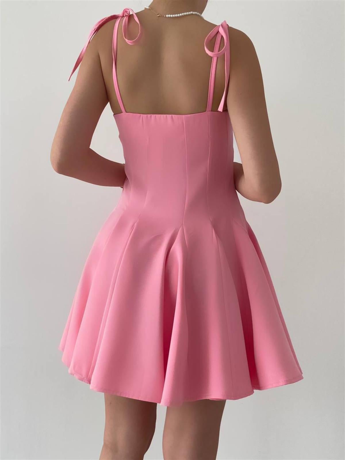 Pembe Violet Kiloş Mini Elbise 
