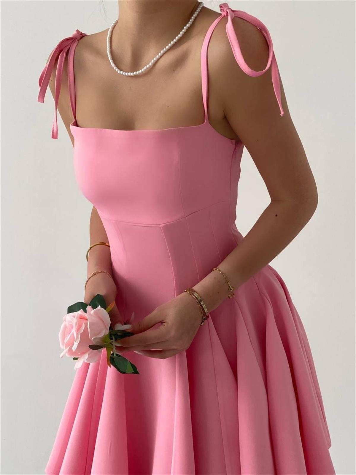 Pembe Violet Kiloş Mini Elbise 