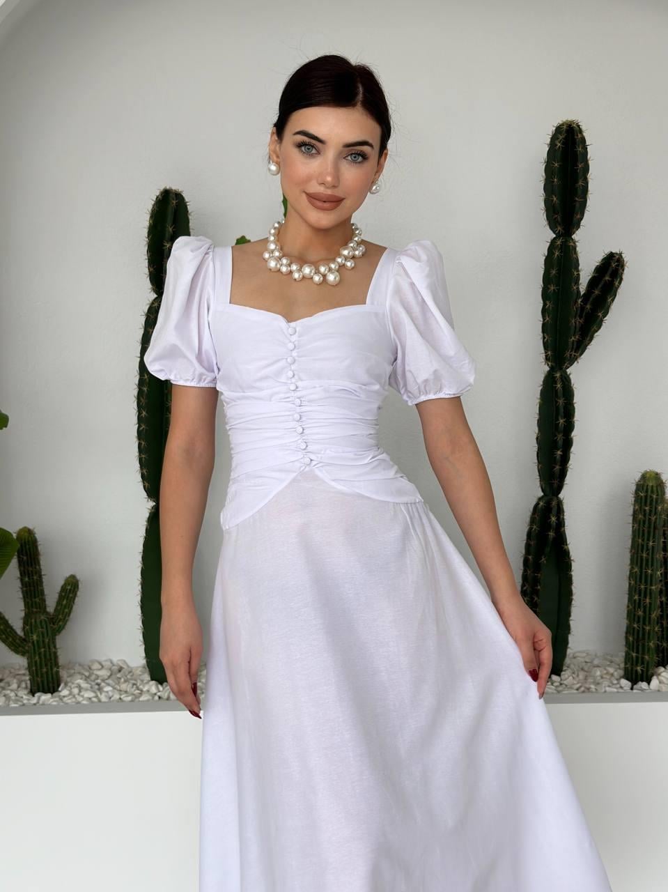 Poplin Düğmeli Midi Boy Elbise | 