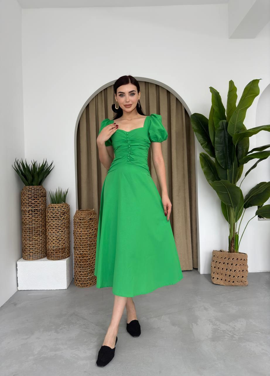 Poplin Düğmeli Midi Boy Elbise | 